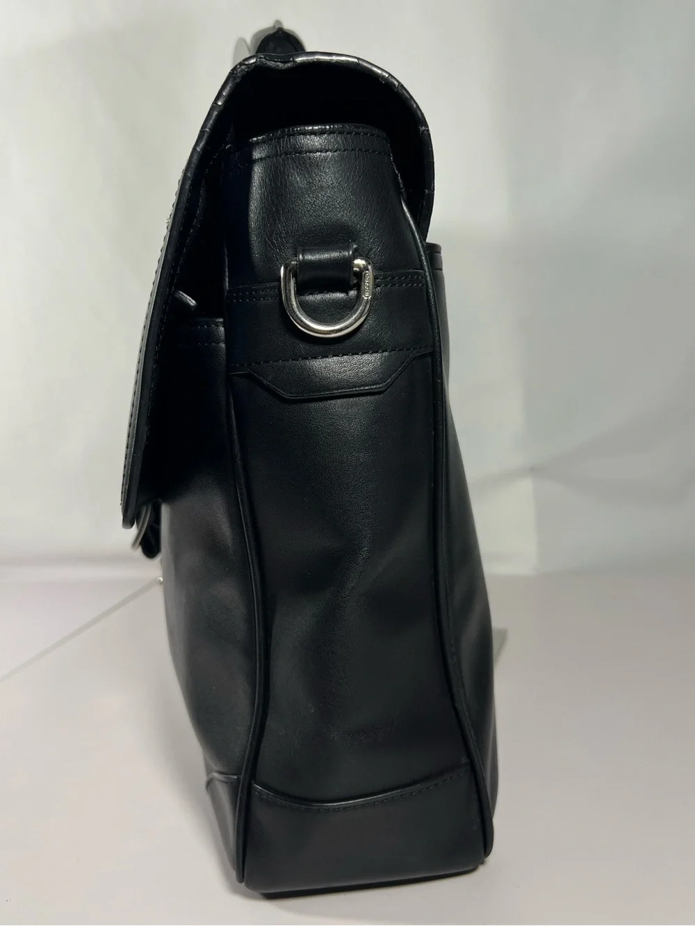 4078: Vintage Coach Black Leather Briefcase Messenger Bag 70304